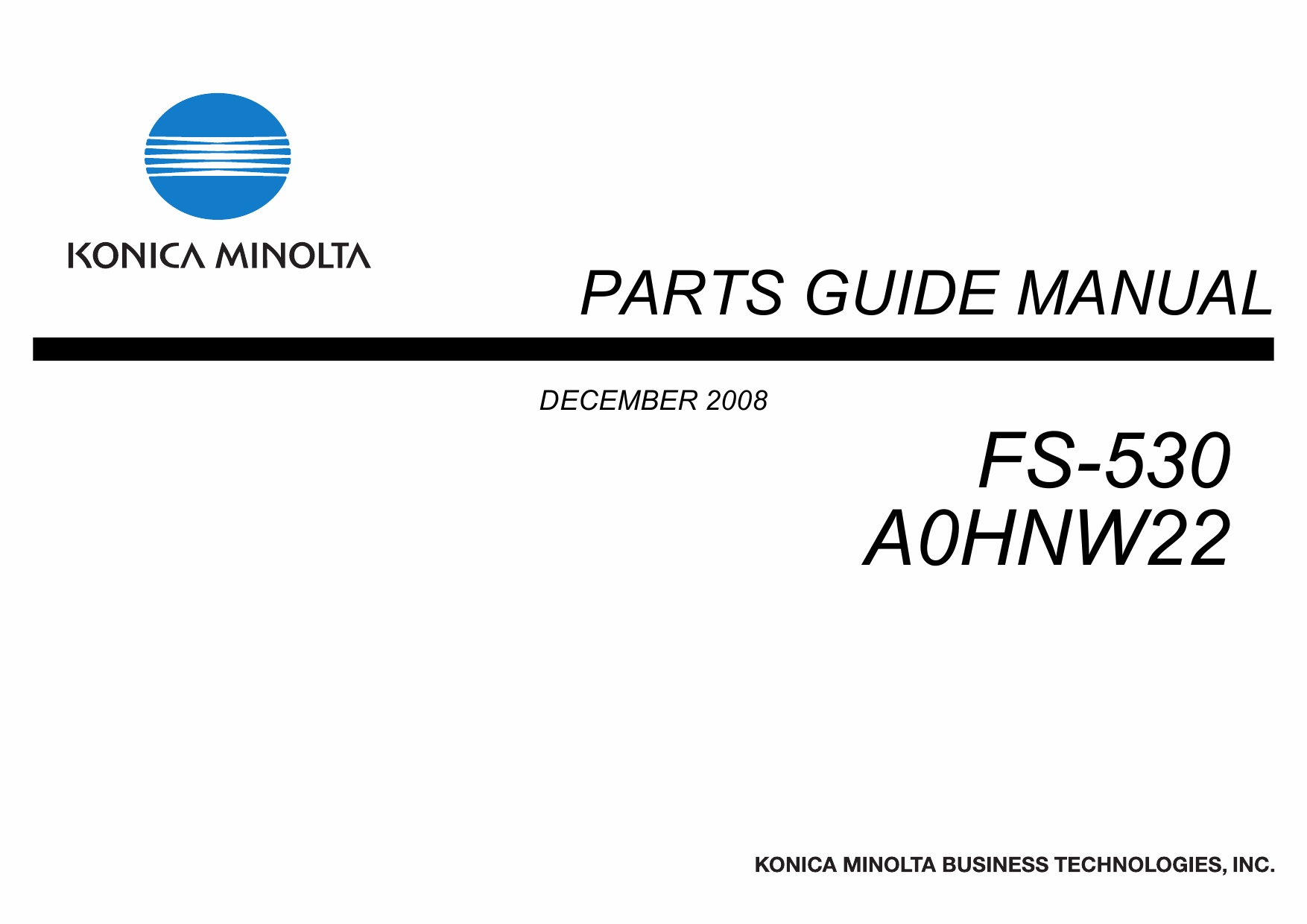 Konica-Minolta Options FS-530 A0HNW22 Parts Manual-1